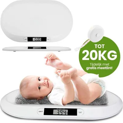 Produktbild von Laavir® Digitale Babywaage bis 20 kg - Misst auf 10 Gramm genau - Mit Maßband & Hold-Funktion - Komfortabel & Zuverlässig