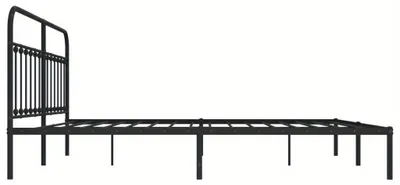 Produktbild von Metallisches Bettgestell, 193x203 cm, in modernem Schwarz mit Kopfteil, minimalistisch und robust