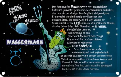 Produktbild von vianmo Blechschild 20x30 cm Sternzeichen Wassermann Dekoration Astrologie