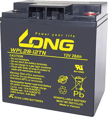 Zdjęcie produktu dla Akumulator ołowiowy Kung Long WPL28-12TN F6 Longlife, 12Volt, 28Ah, gwint wewnętrzny M5