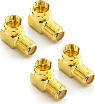 Produktbild von deleyCON 4x Sat-Winkel-Adapter 90° Grad für Koaxialkabel 7mm F-Adapter F-Buchse Sat-Kabel Kupplung F-Winkelstecker Winkeladapter - 4 Stück