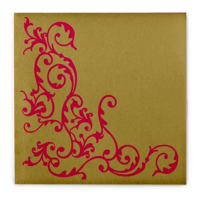Produktbild von Airlaid Serviette Pomp in Gold-Rot, 40 x 40 cm, 50 Stück - Mank - Ornamente