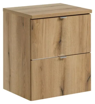 Productafbeelding van Hangend badkamermeubel VANO eikenlook 50cm: onderkast met lades + blad voor wastafel