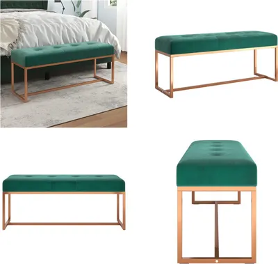 Obrázek produktu pro vidaXL Lavice tmavě zelená 110x36x45 cm samet - Lavice - Lavice - Lavice do chodby