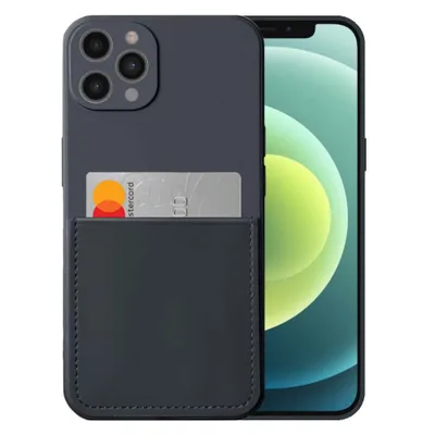 Obrázek produktu pro Silikonové pouzdro Smartphonica pro iPhone 12 Pro Max s držákem na karty a měkkým vnitřkem - černé