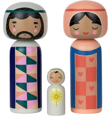 Immagine prodotto di Figure in legno Kokeshi di Lucie Kaas - Figure del presepe