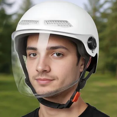 Produktbild von Halbschutzhelm für Motorräder | Retro Helm mit Sonnenschutz und Schnellverschluss für Erwachsene