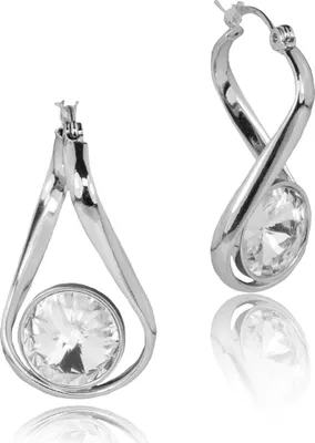 Produktbild von LUISIA® Geschwungene Ohrringe "Alea" mit Premium Kristall - Silber / Crystal