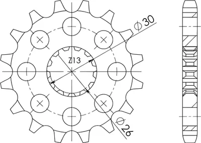 Immagine prodotto di Pignone Passo 530 - Z 19 Denti (Dis.88800)