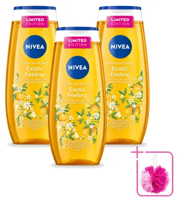 Image de 3 gels douche Nivea, gamme "Exotic Feeling", 250 ml chacun, lot de 3