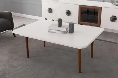 Image de Table basse rectangulaire blanche Salon Tables en bois Meubles design