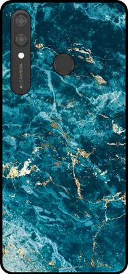Immagine prodotto di Smartphonica Custodia per telefono adatta a Huawei P Smart (2019) con stampa in marmo - Custodia posteriore in TPU con design in marmo blu - Blu