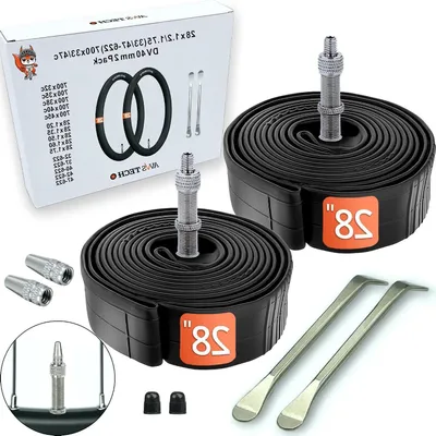 Productafbeelding van Binnenband Fiets - Reserveband - Fietsband Vervangen - Met 2 Bandenlichters - 28 x 1.2-1.75 - Zwart