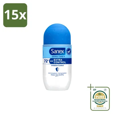 Immagine prodotto di 15 deodoranti roll-on Sanex Dermo Extra Control - 53 ml - Confezione da 15 pezzi