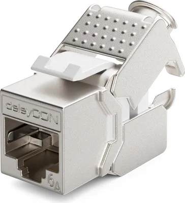 Produktbild von deleyCON 1x Keystone Modul CAT 6a Jack - Vollgeschirmt STP RJ45 Buchse Werkzeugfrei Dank Snap-In Montage CAT Rohkabel 500Mhz 10GBit/s