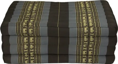 Produktbild von Fine Asianliving Thaimatte Faltbar Kapokfüllung 80x200x8cm XXXL Schwarz Elefant Thai Kissen Meditation Matte Matratze Kapok 301-O06