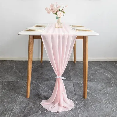 Produktbild von Chiffon Tischüberwurf 70 cm x 300 cm - Rosa - Moderne Kommunion/ Hochzeitsdeko