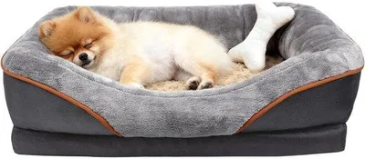 Productafbeelding van Famanu hondenbed met traagschuimvulling - bankmodel voor kleine honden, met een afneembare en wasbare hoes