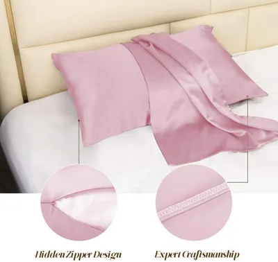 Imagen del producto de Funda de cojín 100% seda natural pura, 19 mommes, 600 hilos, 50x75 cm, ideal para la piel y el cabello