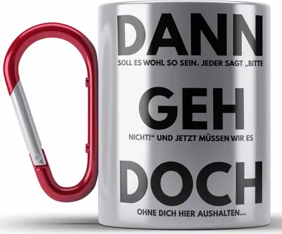 Produktbild von Trendation - Jobwechsel Edelstahl Tasse Karabiner Geschenk Kollegin Kollege Lustig Abschiedsgeschenk Sprüche Dann Geh Doch Abschied Neuer Job (Rot)