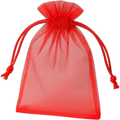 Image de Sachet cadeau en organza rouge - 10 pcs KP38485