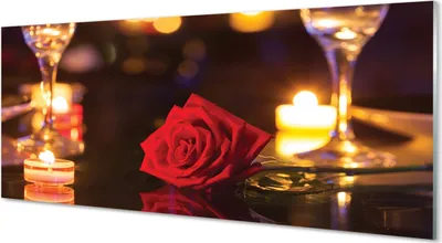 Produktbild von Glasbilder 125x50 Wandkunst Rose Kerzengläser