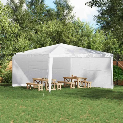 Obrázek produktu pro Maison Exclusive – Boční stěna pro párty stan, 2 kusy, rozměry 400 x 195 cm, bílá barva, materiál: polyetylen (PE) a ocel