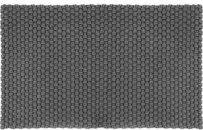 A flat lay of a gray woven doormat.