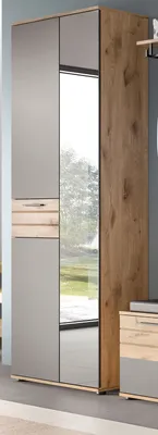 Produktbild von Garderobenschrank "Tomaso" Eiche und graugroßer Schuhschrank mit Soft-Close
