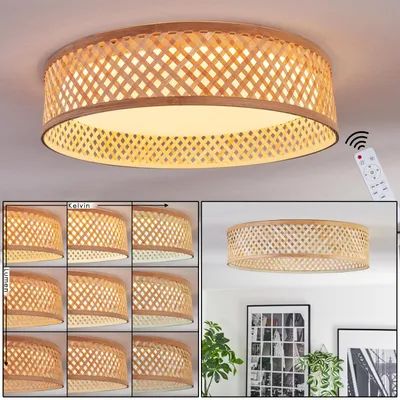 Produktbild von Barcellona Deckenlampe im Boho-Design aus Metall/Bambus/Kunststoff in Weiß/Natur
