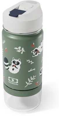 Image de Gourde Snack 2 en 1 Isotherme pour Enfant avec Paille MONBENTO Twisty Racoon