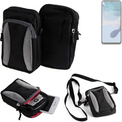Produktbild von K-S-Trade Holster Schutz Hülle kompatibel mit Motorola Moto G53j 5G Handy Hülle Gürteltasche Umhängetasche mit Zusatzfach schwarz