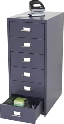 Produktbild von Rollcontainer Preston T851, Schubladenschrank Stahlschrank, 69x28x41cm 6 Schubladen  dunkelgrau