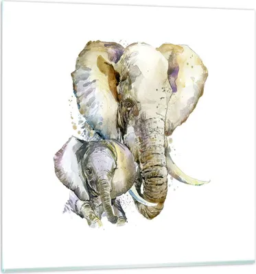 Produktbild von Bilder auf glas - Elefanten tier safari afrika - 70x70cm - Glasbilder - Wandbilder - Kunstdruck - zum Aufhängen bereit - Wanddekoration aus Glas - Glas Bilder - Wandbild auf Glas - GAC70x70-2884