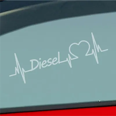 Produktbild von Auto Aufkleber Diesel Herz Puls Sprit Gas Benzin Car Liebe Love 19x6 cm Milchglas Sticker Heckscheibenaufkleber