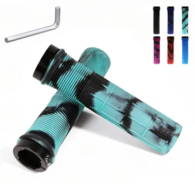 Productafbeelding van Fietsgrepen, 22 mm, universeel, ergonomisch, antislip, rubberen materiaal met afsluitmechanisme, zwart-groen