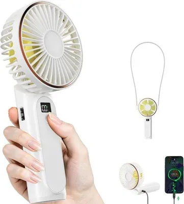 Immagine prodotto di Ventilatore Mini 3-in-1 - Ventilatore USB ricaricabile - Ventilatore portatile da mano - 4000mAh - 6 velocità - Pieghevole - Silenzioso