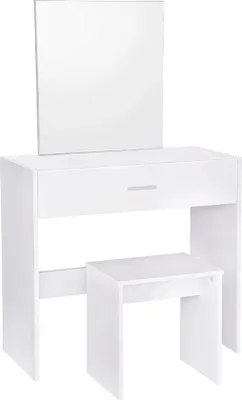 Produktbild von Weißer Holzschminktisch mit Spiegel und Ablage 82x39x75 cm