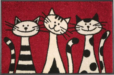 Produktbild von wash+dry Fußmatte Three Cats" rot 50x75 cm"