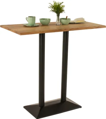 Produktbild von Bistrotisch Baumkante massiv 120 x 60 cm Akazie naturfarben Doppelsäulengestell schwarz IAN