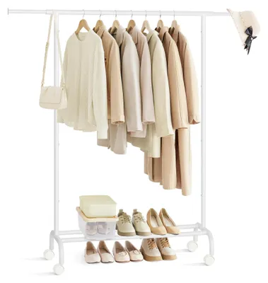 Produktbild von Kleiderständer - Rollgarderobe - Ausziehbare Breite 83–120 cm - 40 x 83–120 x 156 cm - Belastbar bis 45 kg - Weiß