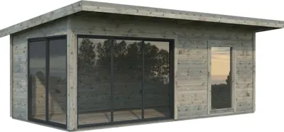Produktbild von Gartenhaus Palmako Andrea 17,1 m² Schiebetür Isolierglas inkl. Fußboden 639 x 402 cm grau