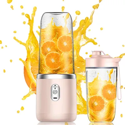 Produktbild von Tragbarer Mixer,Smoothie Maker mit 2 Mixbechern,400ML portabler Mixer elektrisch ohne Kabel,Mini Mixer,Pink