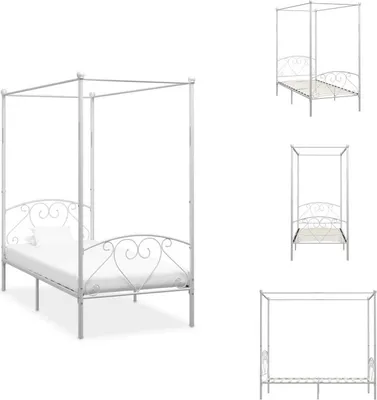Produktbild von vidaXL Himmelbett-Gestell Weiß Metall 100 x 200 cm -  Betten & Bettgestelle