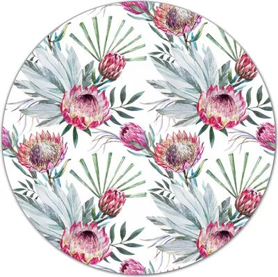 Produktbild von Glas Schneidebrett Herdabdeckplatten Schneideplatten Rund - 40 cm - Protea Blumen