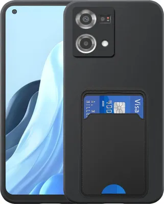 Immagine prodotto di Adatto per Oppo Reno 7 4G Custodia per telefono con supporto per schede in TPU - Custodia flessibile in silicone TPU con slot per schede - Nero - Smartphonics