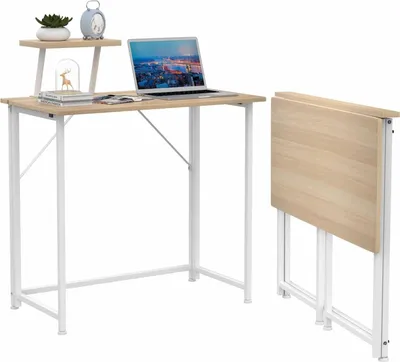 Produktbild von Klappbarer Schreibtisch Computertisch mit Monitorständer Laptoptisch Keine Montage Erforderlich Schreibtisch,für Schlafzimmer,Büro,Bett 80x45x74cm