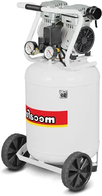 Image de Compresseur d'air vertical – Compresseur silencieux et sans huile de 50 litres, équipé d'un moteur de 1 cheval pour outils pneumatiques