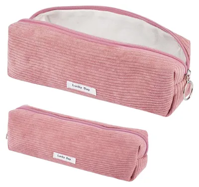 Produktbild von Federmäppchen aus Cord, Federmäppchen, Stiftetasche, Federmäppchen für Mädchen, Teenager, Schule, Büro (rosa)