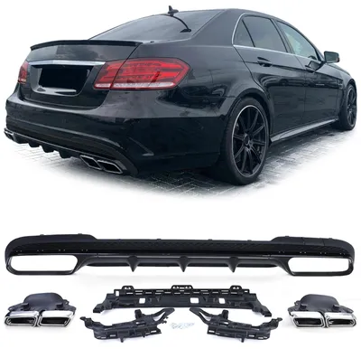 Für Mercedes E Klasse W212 13-16 Heckdiffusor Stoßstange + Endrohre 4 Rohr Chrom in der Farbe Chrom von Carparts-Online GmbH